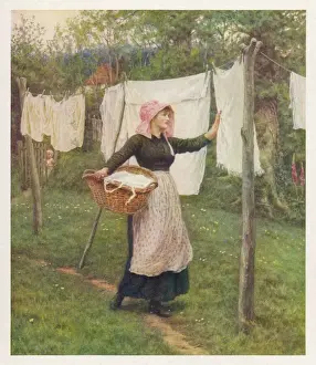 Vintage Laundry Day Prints: Drying Clothes / Allingham