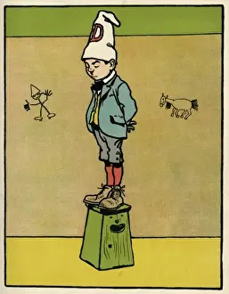 Dunce at School Print - Boy in Dunces Cap, circa 1900