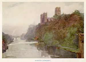 Prints of Durham: the Castle and Framwellgate Bridge Durham Prints: Durham Castle and Framwellgate Bridge Print