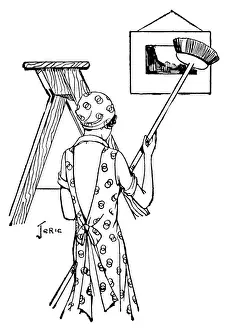 Vintage Domestic Scene Prints: SHE DUSTS