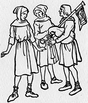 Early medieval English peasants including a Bagpipe player Early medieval English peasants including a Bagpipe player