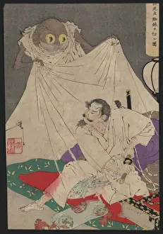 Antique Japanese Woodcuts Prints: Earth spider
