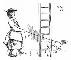 East End Woman scared of dog making her to walk under ladder East End Woman scared of dog making her to walk under ladder