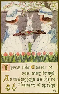 Early 20th Century Easter Bunny Print, 1913