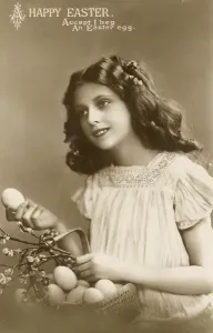 A Pretty Girl Offering Easter Eggs Print
