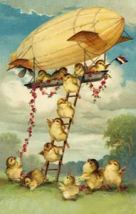 Easter Prints: Airship Chicks Descend Print