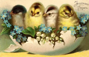 Easter Prints: Chicks and Flowers Easter Print
