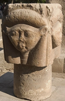 Egypt. Memphis. Goddess Hathor column pillar Egypt. Memphis. Goddess Hathor column pillar
