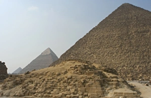 Egypt. The pyramid of Hetepheres I with the Pyramid of Khufu Egypt. The pyramid of Hetepheres I with the Pyramid of Khufu