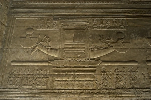 Egyptian Art. Dendera. Hathor Temple. Horus boat Egyptian Art. Dendera. Hathor Temple. Horus boat