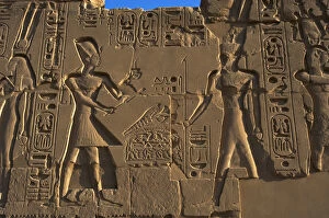 Amen Collection: Egyptian Art. Karnak. The Pharaoh Ramesses II carrying an of