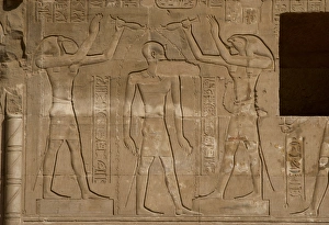 Egyptian Art. Temple of Kom Ombo. Toth and Horus give sacred Egyptian Art. Temple of Kom Ombo. Toth and Horus give sacred