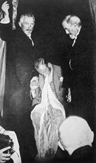 Prints of Einer Nielsen, Danish medium, producing ectoplasm at Oslo Norway Prints: 1921 Einer Nielsen Print: Medium Produces Ectoplasm in Oslo
