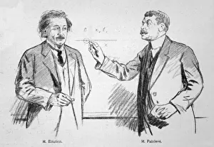 Prints of ALBERT EINSTEIN Scientist, with Paul Painleve at the College de France during his visit to Paris in 1922 Albert Einstein Prints: Albert Einstein Print 1922