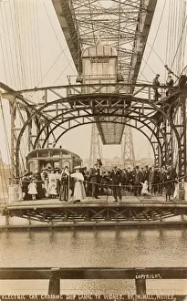 River Mersey Prints: Electric Car Crossing Manchester Ship Canal Print circa 1905
