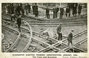 Gloucestershire Transport History Prints: Electric Tramway Construction