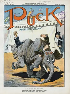 Vintage Elephant Illustrations Prints: An elephant on his hands