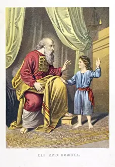 Biblical Scene Illustration Prints: Eli and Samuel colour