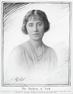 The Queen Mother Prints: Elizabeth George VI Print: Retouched Crayon Portrait