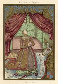 Print of Elizabeth I in prayerful posture