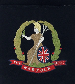 Embroidered badge of the Norfolk Regiment Embroidered badge of the Norfolk Regiment