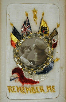 Embroidered silk on card - Flags of the Allies Embroidered silk on card - Flags of the Allies