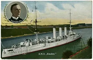 EMDEN POSTCARD Print: German Cruiser Sunk by HMS Sydney 1914