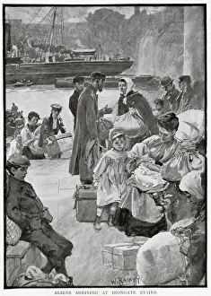 Emigrates just arrived off a steamer at the steps of Irongate, St Emigrates just arrived off a steamer at the steps of Irongate, St