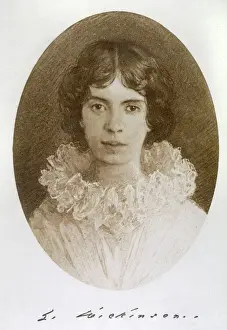Author Prints: Emily Dickinson Print, a portrait of the American writer