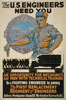 Recruitment Poster WWI Prints: The US Engineers need you