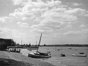Prints of The foreshore at Manningtree, Essex. Date: 1930s Manningtree Prints: Manningtree Foreshore Print, Essex, 1930s
