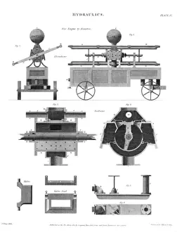 Rowntree Fire Engine Engraving Print, 1812