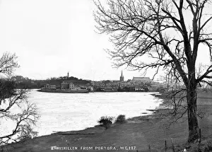Prints of Enniskillen from Portora - a view to the town from shore below Portora. (Location: Northern Ireland: County Fermanagh: Enniskillen). Date: circa early 1900s Fermanagh Prints: Early 20th Century Print of Enniskillen from Portora