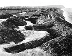 Entrenchments, similar to the type used at the front, on the cliffs along the east coast Entrenchments, similar to the type used at the front, on the cliffs along the east coast