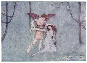 Eros and Psyche Print: Cupid Wakes Psyche