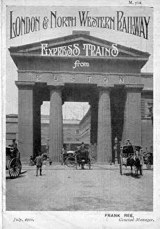 Original Euston Arch Print, 1910 Horses and Carriages