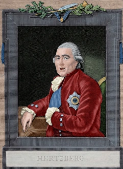 Ewald Friedrich von Hertzberg (1725-1795). Engraving. Colore Ewald Friedrich von Hertzberg (1725-1795). Engraving. Colore