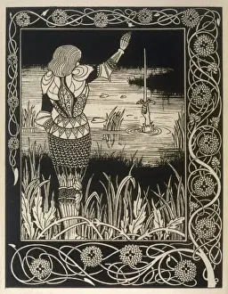 King Arthur Prints: Excalibur Returned Print - Sir Bedivere Returns Sword to the Lake