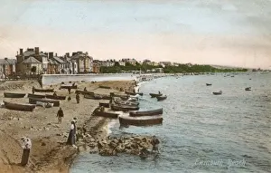 Prints of Exmouth Beach, East Devon. Date: 1905 Exmouth Prints: Early 20th Century Print of Exmouth Beach, Devon