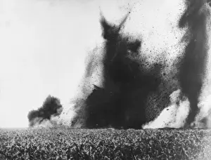World War 1 Battlefield Prints: Mine exploding 1917