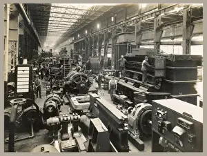 Factory Interior Print: Early 20th-Century Industrial Setting