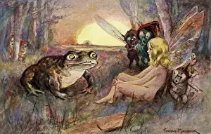 Fairy Folklore Illustrations Prints: A fairy and a frog
