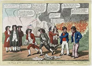 Vintage Cartoon Art Prints: The fall of Washington--or Maddy in full flight