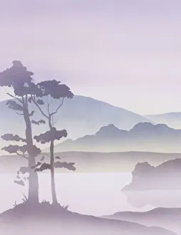 Fantasy Lakeside scene - Diptych - Left Fantasy Lakeside scene - Diptych - Left