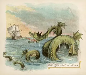 Vintage Nautical Prints: Fantasy Seamonster