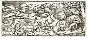 English Countryside Scene Prints: Farming in Middle Ages