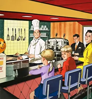 Mother Daughter Cooking Prints: Fast order chef
