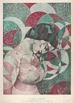 Prints of After Cubism, Spherism! Portrait of a woman in 64 circles Abstract Art Prints: Female Portrait Print in 64 Circles
