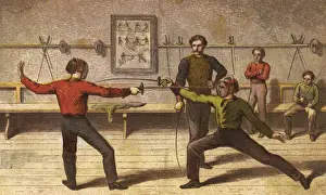 Victorian Era Sport Prints: Fencing C1850