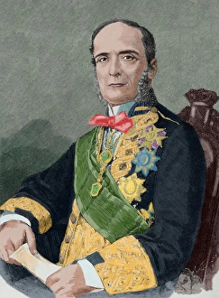 Fernando Calderon Collantes (1811-1890). Colored engraving Fernando Calderon Collantes (1811-1890). Colored engraving